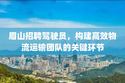 眉山招聘駕駛員，構(gòu)建高效物流運(yùn)輸團(tuán)隊(duì)的關(guān)鍵環(huán)節(jié)