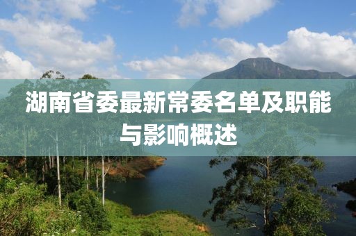湖南省委最新常委名單及職能與影響概述