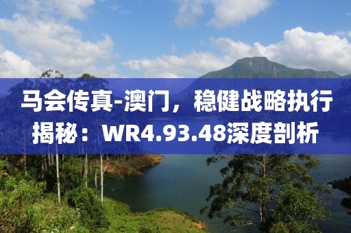 馬會傳真-澳門，穩(wěn)健戰(zhàn)略執(zhí)行揭秘：WR4.93.48深度剖析